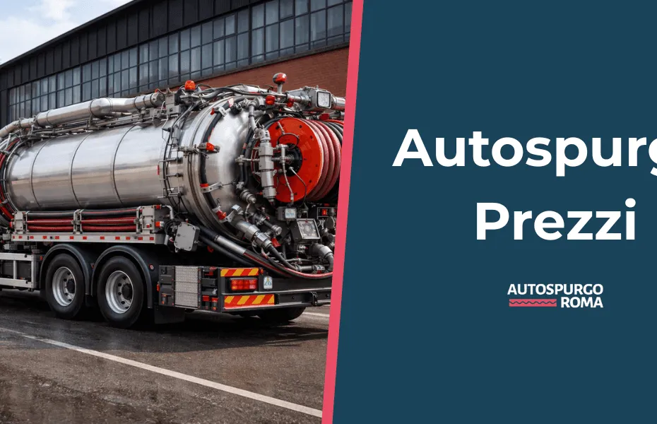 Camion autospurgo in azione con scritta prezzi autospurghi