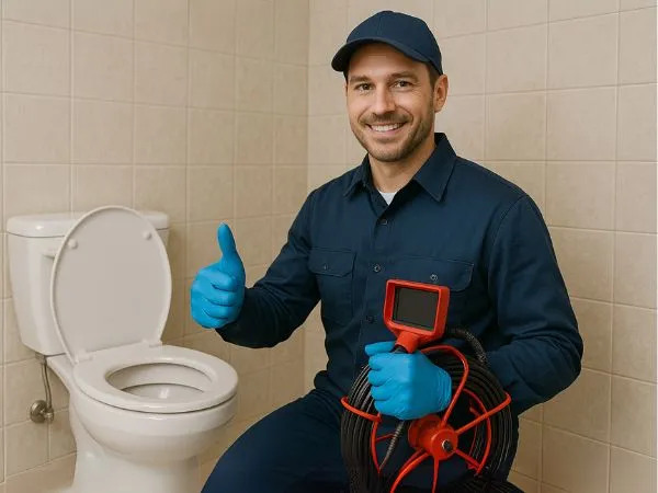 tecnico pronto ad eliminare odore fogna dal bagno
